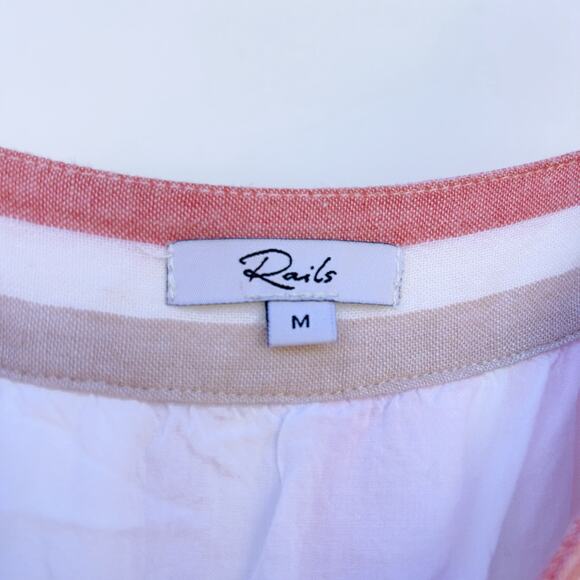 Rails Amaya Juliette Tiered Striped Tank Midi Dress Pink Linen Medium - Picture 9 of 13